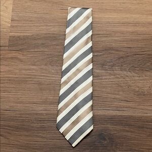 Striped Beige and Gray Men's Tie
